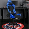 thumbnail image 3 of Costway Chaise de Massage Gaming Inclinable Chaise de Bureau de Course avec Repose-Pieds Bleu, 3 of 10