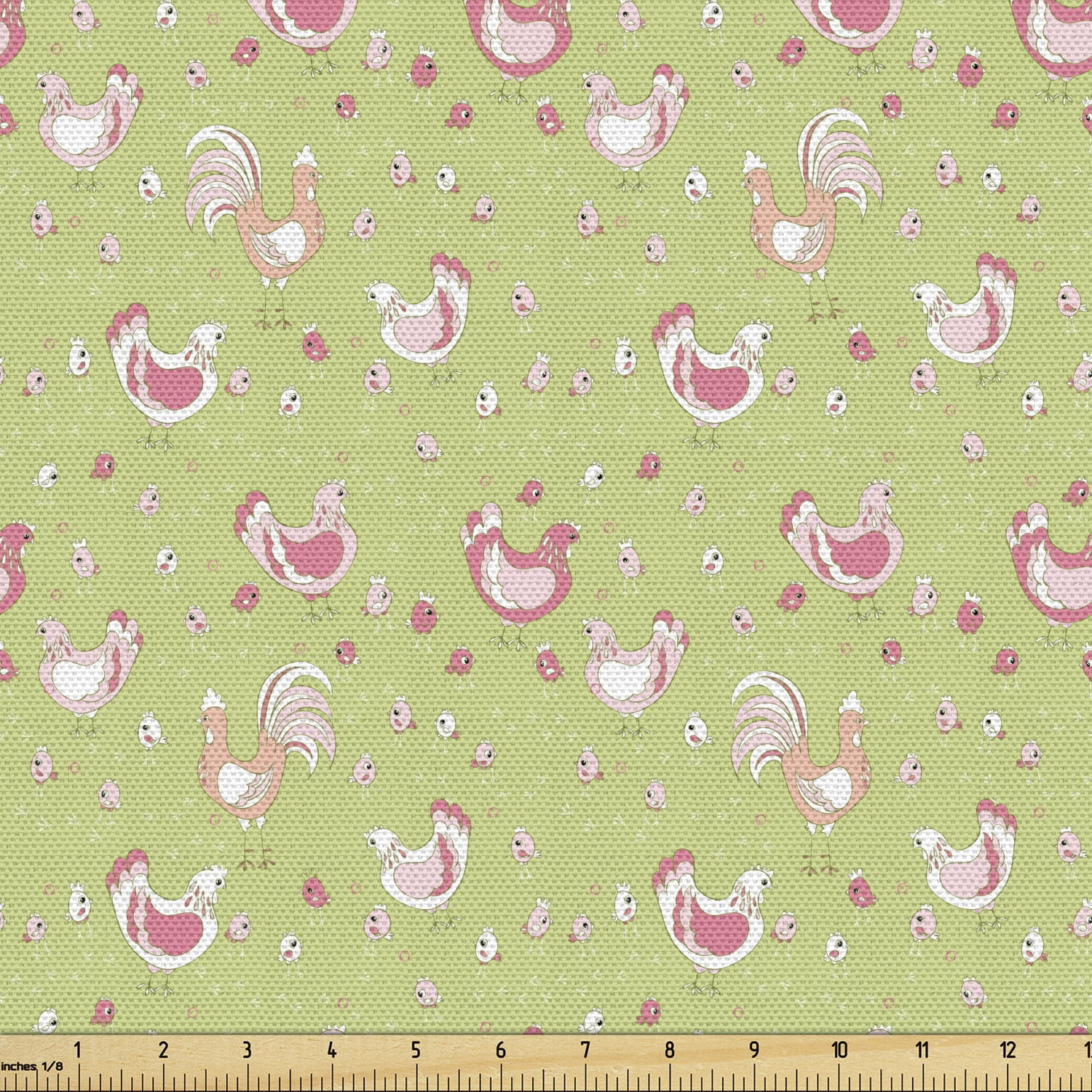 Green Rooster Print-Medium Upholstery Fabric-Fabric By the Yard-Bedding-Window Treatments-Cushions-Custom Pillows