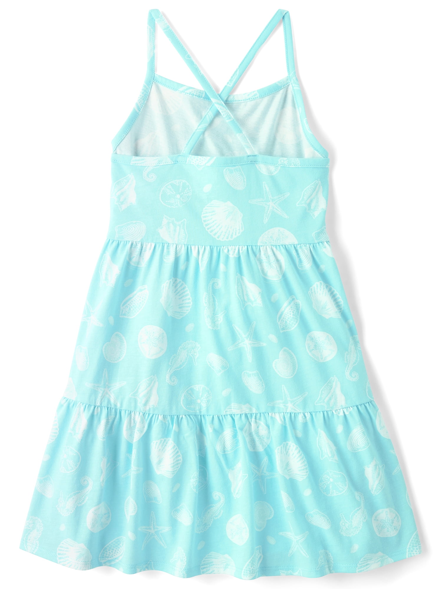 The Children's Place Girls Seashell Sleeveless Cross Back Tiered Dress, Sizes XS-XXL