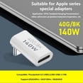 thumbnail image 2 of Fancing USB C Adapter,90 Degree Up and Down Angle USB Type C Male to Female 40Gbps 8K Extender PD 140W Fast Charging,Connector Compatible for Samsung, and More USB-C Device (2 Pack), 2 of 7