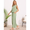thumbnail image 4 of DARING DIVA Women's 2 Piece Outfit Linen Cropped Tops Leg Pants Lounge Set XS Green, 4 of 6
