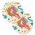thumbnail image 1 of Lettre g Rétro Bleu Sarcelle Orange Instruments de Musique Initiale Ensemble de 2 Porte-Gobelets sous-Verre de Voiture, 1 of 1