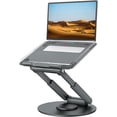thumbnail image 1 of Telescopic Laptop Stand for Desk with 360° Swivel Base, Sit to Stand, Height Adjustable, Portable Riser Holder for Good Posture, Compatible with MacBook Pro, All Laptops 10-17"-Gray, 1 of 9