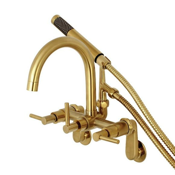 Kingston Brass AE8157DL Wall Mount Tub Filler with Hand Shower Brushed Brass