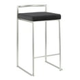 thumbnail image 2 of Fuji Contemporary Stackable Counter Stool in Stainless Steel with Black Velvet Cushion by LumiSource - Set of 2, 2 of 7