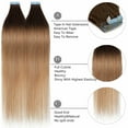 thumbnail image 3 of Benehair 100% Real Remy Human Hair Extensions Tape In Seamless Skin Weft Full Head Thick 40pcs 100g Ombre 12"-24" US, 3 of 10