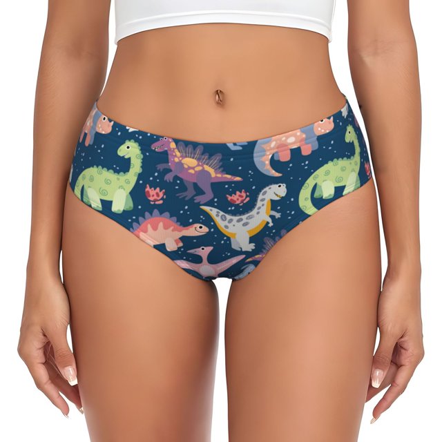 Balery Dinosaur Ropa Interior de Algodón para Mujer con Dibujo – Braguitas Cómodas y Elásticas, Estilo Clásico-Medium