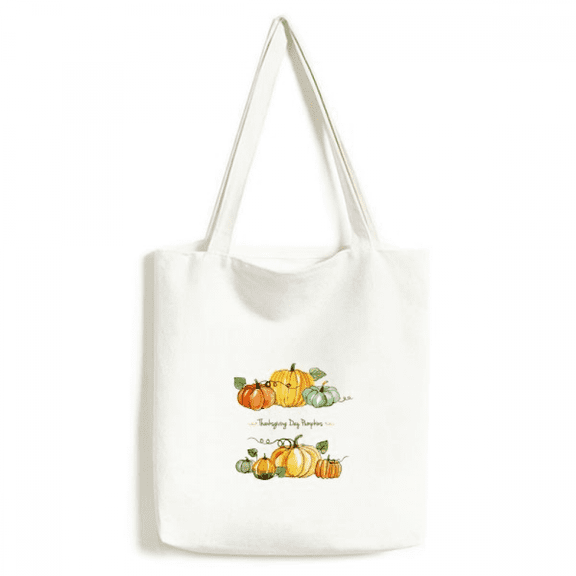 Cartoon Pumkin Thanksgiving Day Pattern Tote Canvas Bag Shopping Satchel Casual Handbag
