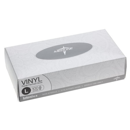 Medline Designer Boxed Vinyl Exam Gloves Clear, Large, 100 Ct