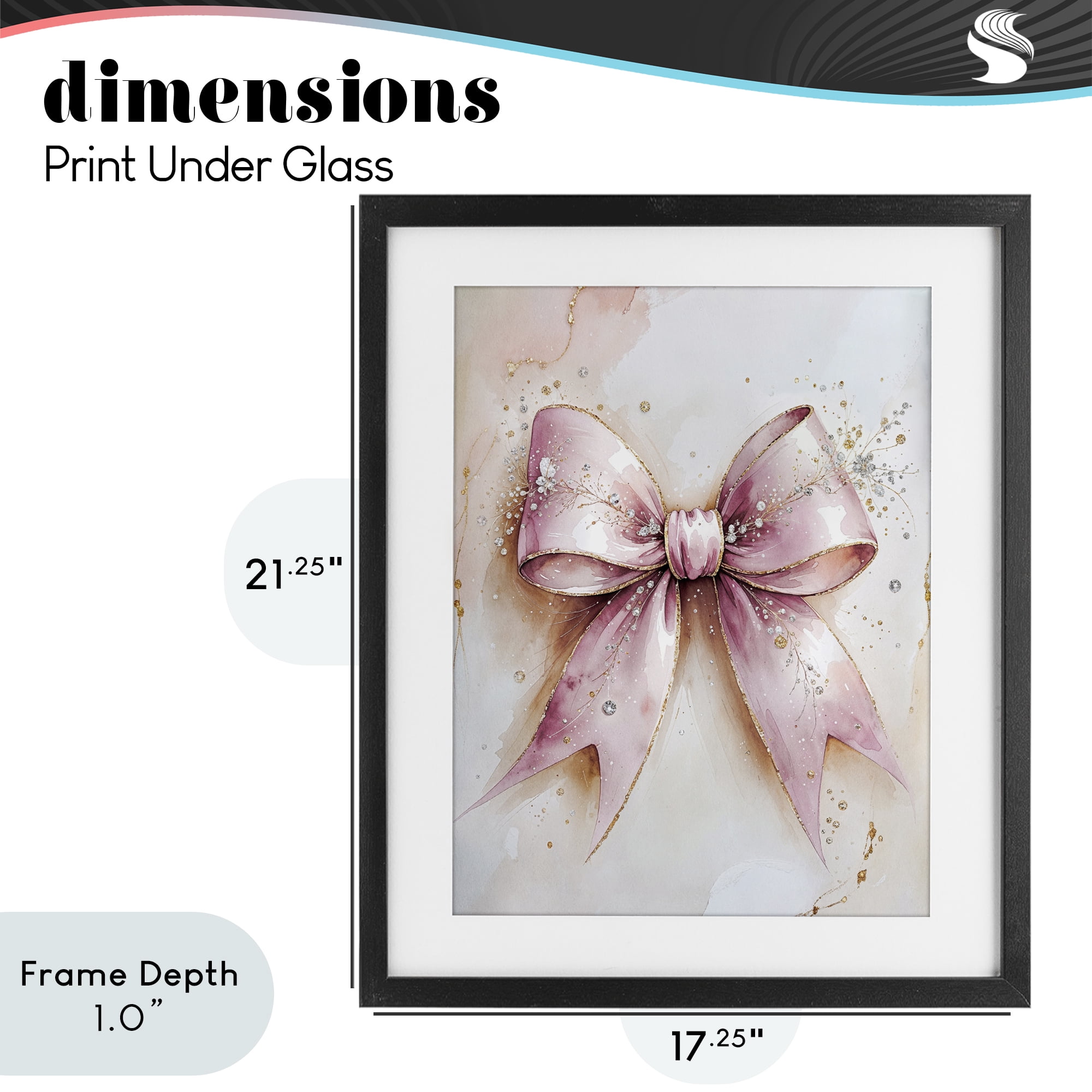 Stupell Industries Glamorous Blush Pink Bow Black Framed Print Under Glass, design by Nataly White
