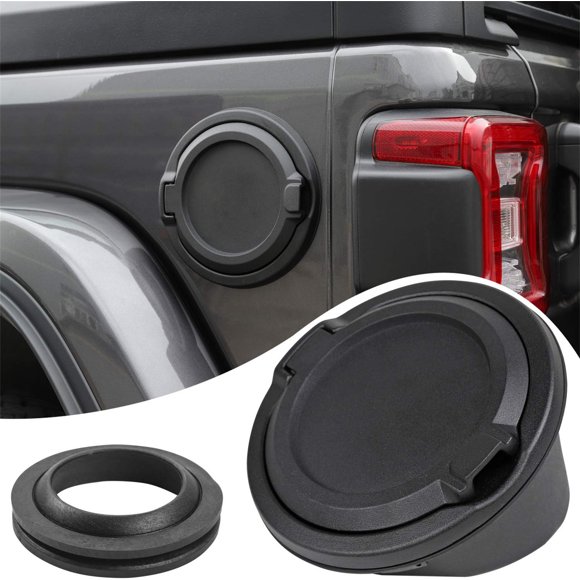 CheroCar Gas Cap Replacement Trim Fuel Tank Door Cover for Jeep Wrangler JL JLU 2/4 Door 2018-2022, Black