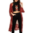 thumbnail image 1 of Txlixc Cardigan de playa casual para mujeres, 3 / 4 mangas bordadas transparentes Txlixc moda, 1 of 3