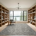 thumbnail image 2 of ODIKA 9'x12' Washable Area Rug Non-Slip, Chair-Friendly Farmhouse Grey Geometric Distressed Vintage Stripe Minimalist Greyrugs Flowing for Dining Room, Basement, Large Office, 2 of 7