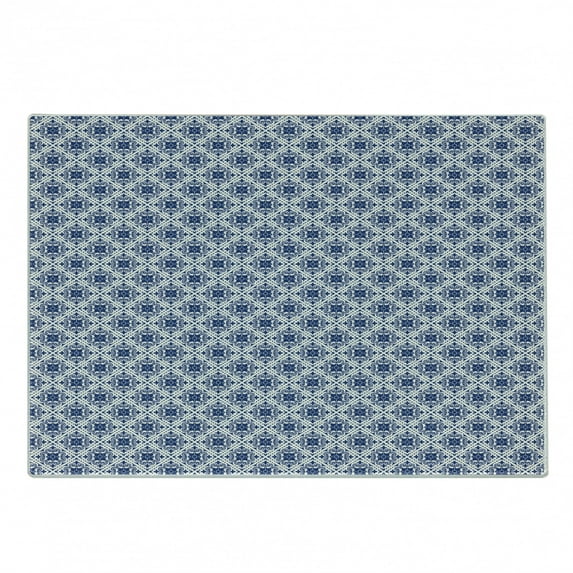 Moroccan Cutting Board, Floral Inspired Classical Oriental Damask Repeating Simplistic Print, Decorative Tempered Glass Cutting and Serving Board, in 3 Sizes, by Ambesonne