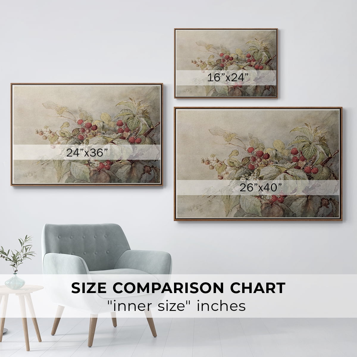 Vintage Botanical Print-V By Wexford Home Framed in Walnut Wood Gallery Wrapped Canvas 27 in. x 41 in.