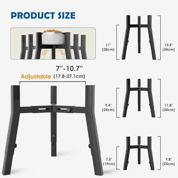 ACDANC Single Dog Bowl Stand,Tall Dog Food Stand Adjustable Wide 7-11" Heights 14.5",Metal Elevated Pet Bowl Holder Raised Water Feeder for Medium,Large Dog(Bowl Not Included)