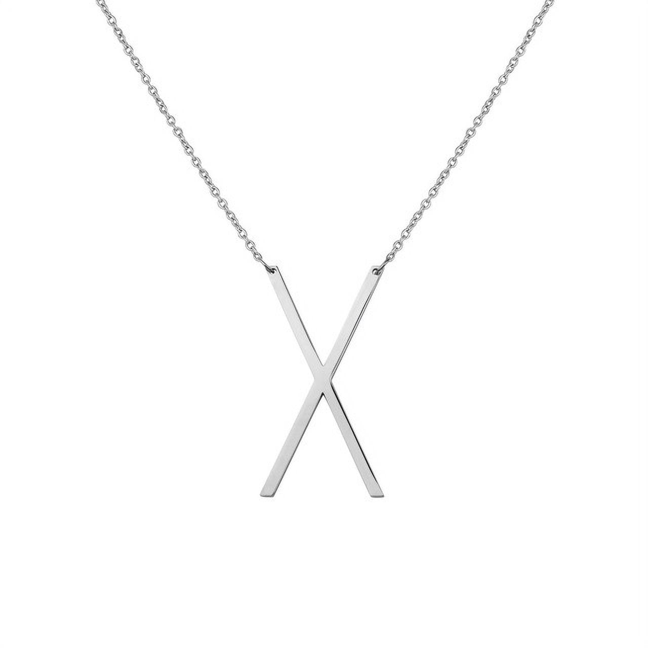 Personalized Initial Letter Necklace with Custom Engraving - Custom Initial Necklace - Oversized Letter Necklace - Sideways Initial Necklace for Women - Gift for Her - Jewelry Gift Set