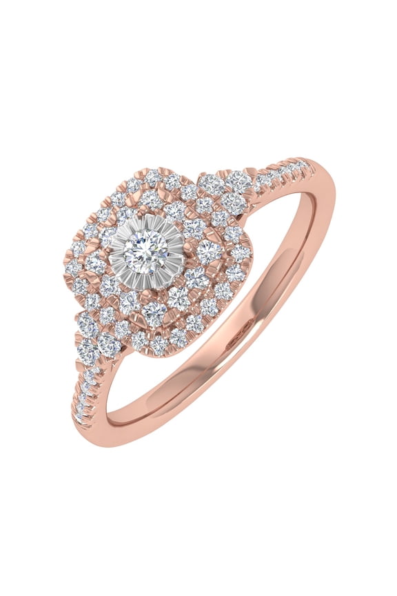 1/3 Carat Cushion cut Halo Diamond Engagement Ring in 10K Rose Gold (Ring Size 6)