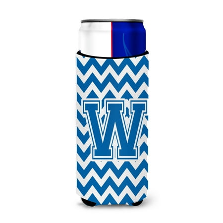 

Carolines Treasures CJ1056-WMUK Letter W Chevron Blue and White Ultra Beverage Insulators for slim cans Slim Can