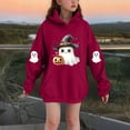 thumbnail image 2 of SERTG Children Halloween Printed Hooded Tops Long Sleeved Sweatshirt with Pockets Fleece Top Hooded Sweatshirt for Girls 3-14 Years(Red,5-6 Years), 2 of 4