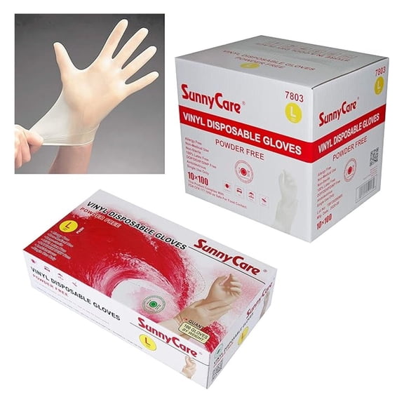 Vinyl Gloves Powder-Free Latex-Free Nitrile-Free Large - 1000 Count - Disposable Examination Gloves for Cleaning, Food Handling, Medical, Industrial Use