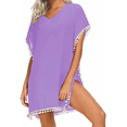 thumbnail image 4 of Rush Bathing Suit Coverups for Women Chiffon Swimwear Bikini Swimsuit Beach Cover Ups (Purple) S1680, 4 of 6