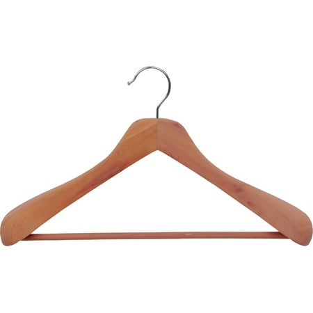 Deluxe Unfinished Cedar Suit Hanger, (Box of 6) Large Contoured Coat Hangers with 2 Inch Wide Shoulders by International