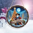 thumbnail image 6 of Christmas Door Sign Hanging Decoration – Snowman Scene PVC Holiday Pendant with Rope – Indoor Outdoor Wall Decor for Home, Party, Office, Front Door – 7.87" Clear Round Ornament, 6 of 6