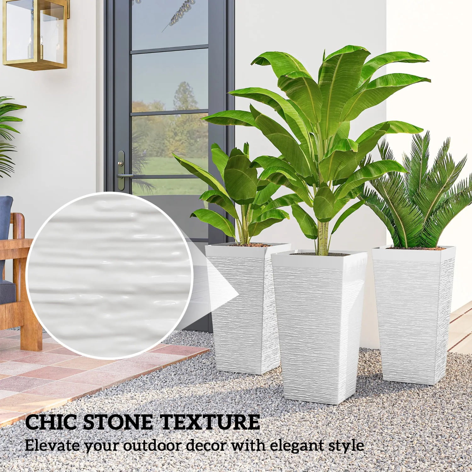 Set of 3 Plastic Flower Pots