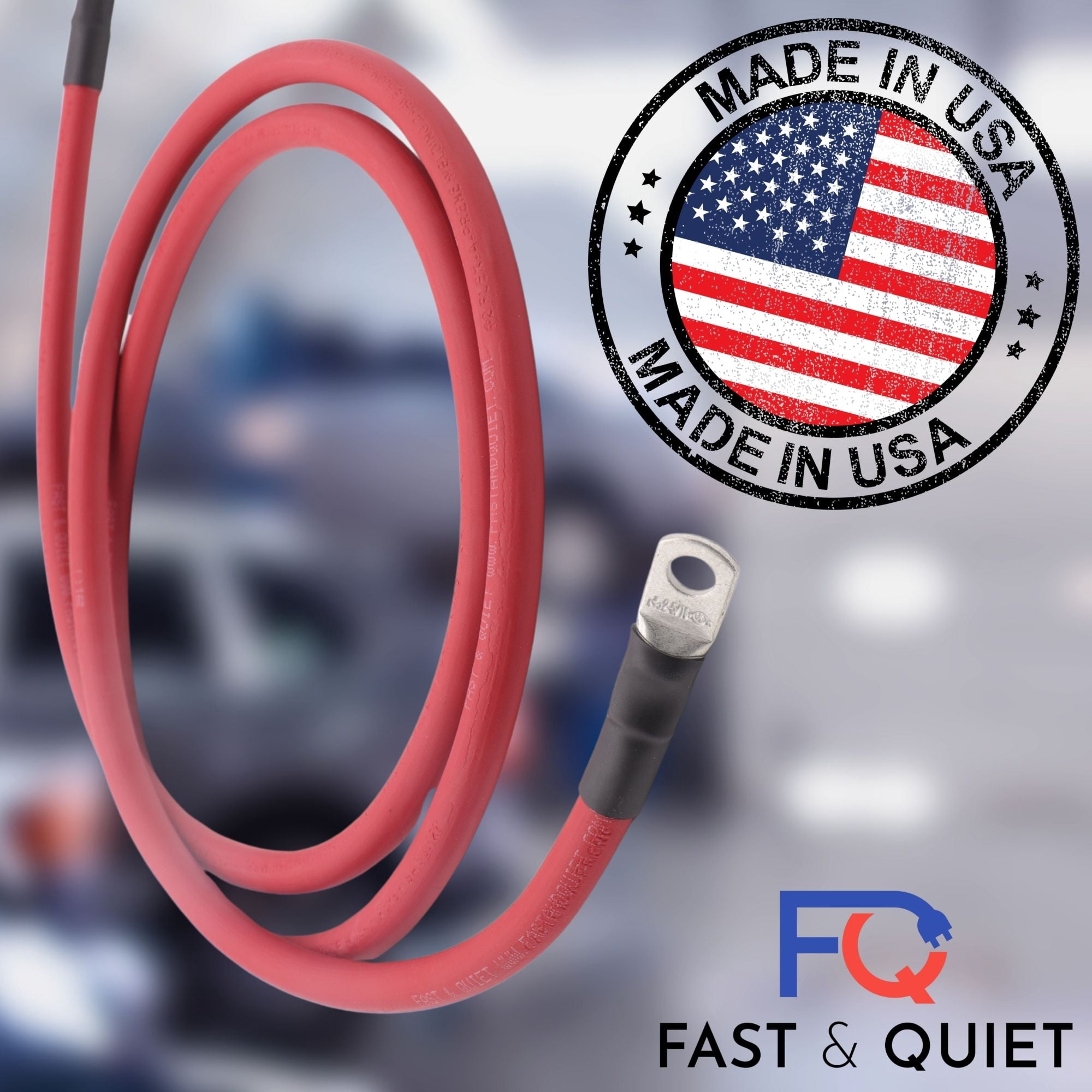 4 AWG Battery Cable with Battery Terminals, Pure Copper Wire, Automotive, Solar Power Inverter, Welding, Golf Cart, Lawn Mower, Motorcycle (Red Wire, 5 FT (60 in), 5/16" Lugs on Both Ends, 1pc)