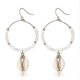 thumbnail image 1 of Pendientes de concha marina para mujer, color dorado, de moda, de metal, concha de cauri, EH2030, 1 of 5