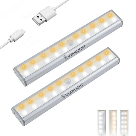 VYANLIGHT Motion Sensor LED Light Bars, 20 LED Rechargeable, Homelife, 2 Pack