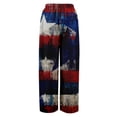 thumbnail image 4 of 4th Of July Pants for Women United States USA Flag Print Elastic High Waist Lounge Pants Slit Baggy Wide Leg Relaxed Fit Home Wear Pants, #01 Royal Blue, L, 4 of 6