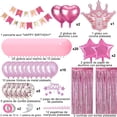 thumbnail image 2 of Globos de Cumpleaños,59pcs Decoracion Fiesta de Pared con Cortina Metálica,Banner Happy Birthday,Globos Rosa,Blanco y Morado, Confeti,Decoración de Cumpleaños Ideal para Niños,Mujer,Fiesta, 2 of 4