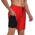 thumbnail image 3 of Picia Red pattern Mens Swim Trunks with Compression Liner Stretch Beach Shorts Quick Dry with Zipper Pockets No-Chafing Board Shorts-3X-Large, 3 of 9