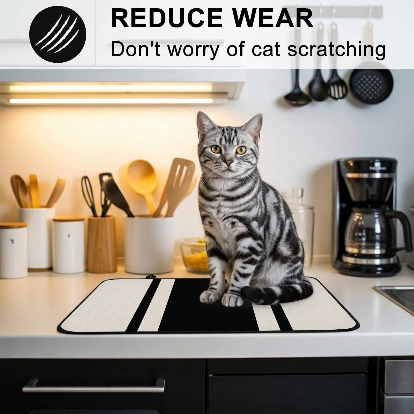 Black Vintage Stove Top Cover for Electric Stove, Heat-proof & Non Slip Glass Top Stove Cover Protector, Geometric Stripes Simple Lines Kitchen Flat Cooktop Rubber Mat 24x21 Inches