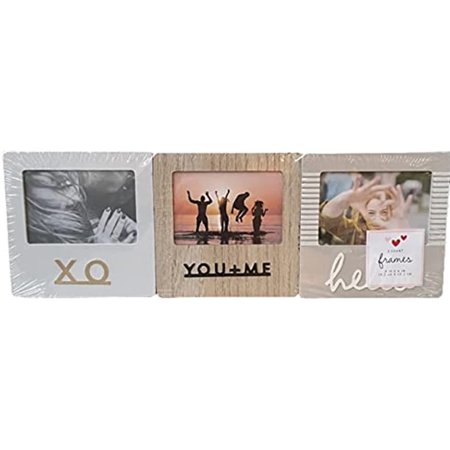 3ct Frames 4 x 4 Each (XO  You & Me  Hello) Wooden Photo Pack