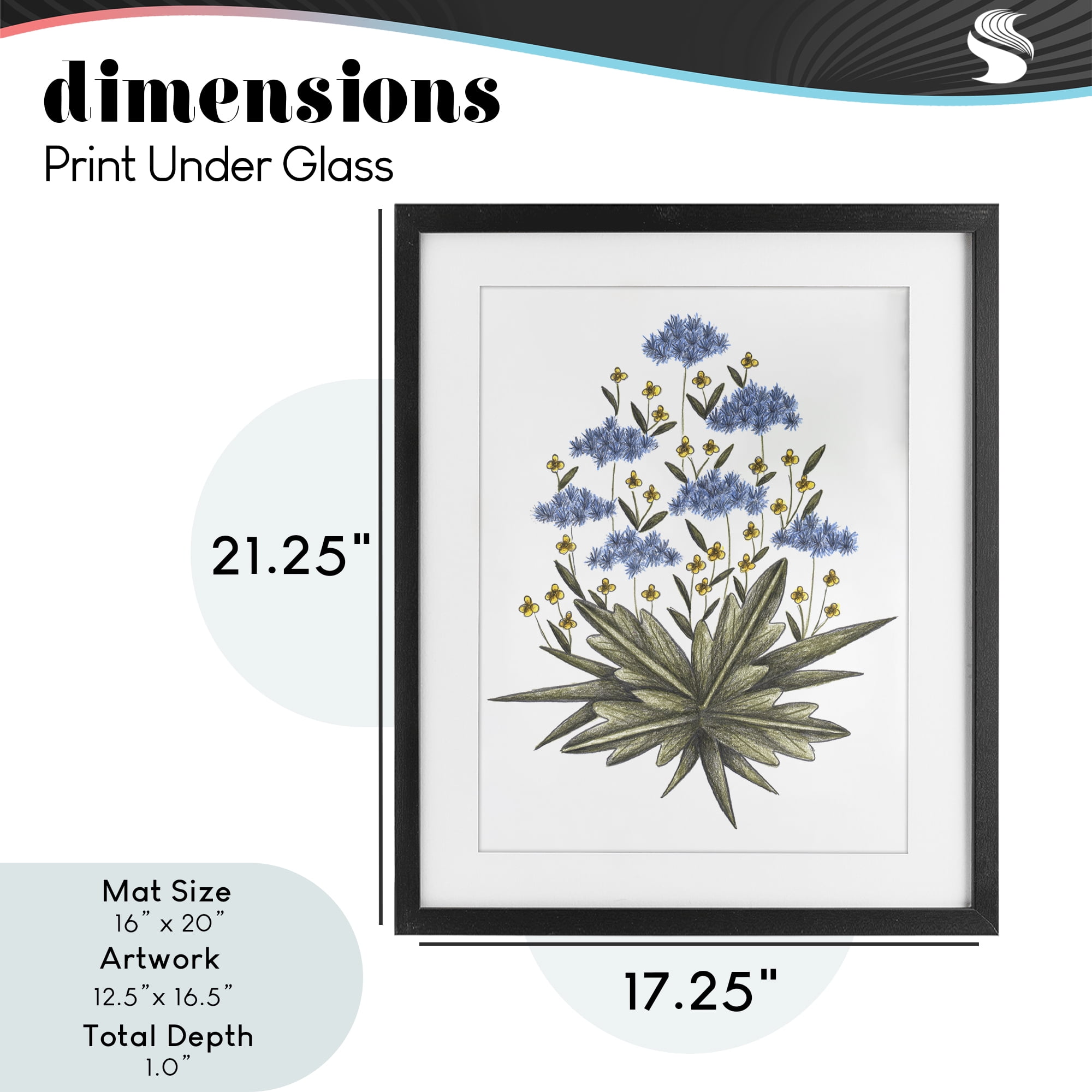 Where Wild Flowers Bloom Black Framed Print Under Glass, design by Cecilia Battaini