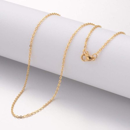 1Pcs Real 18K Gold Plated Cable Chains Minimalist Necklace Fashion Jewelry with Lobster Clasps