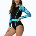 thumbnail image 4 of Hicidod One Piece Swimsuits for women Long Sleeve zipper Rash Guard surfing Bathing Suit slim fit fashion printed UV Protection wetsuit, 4 of 8