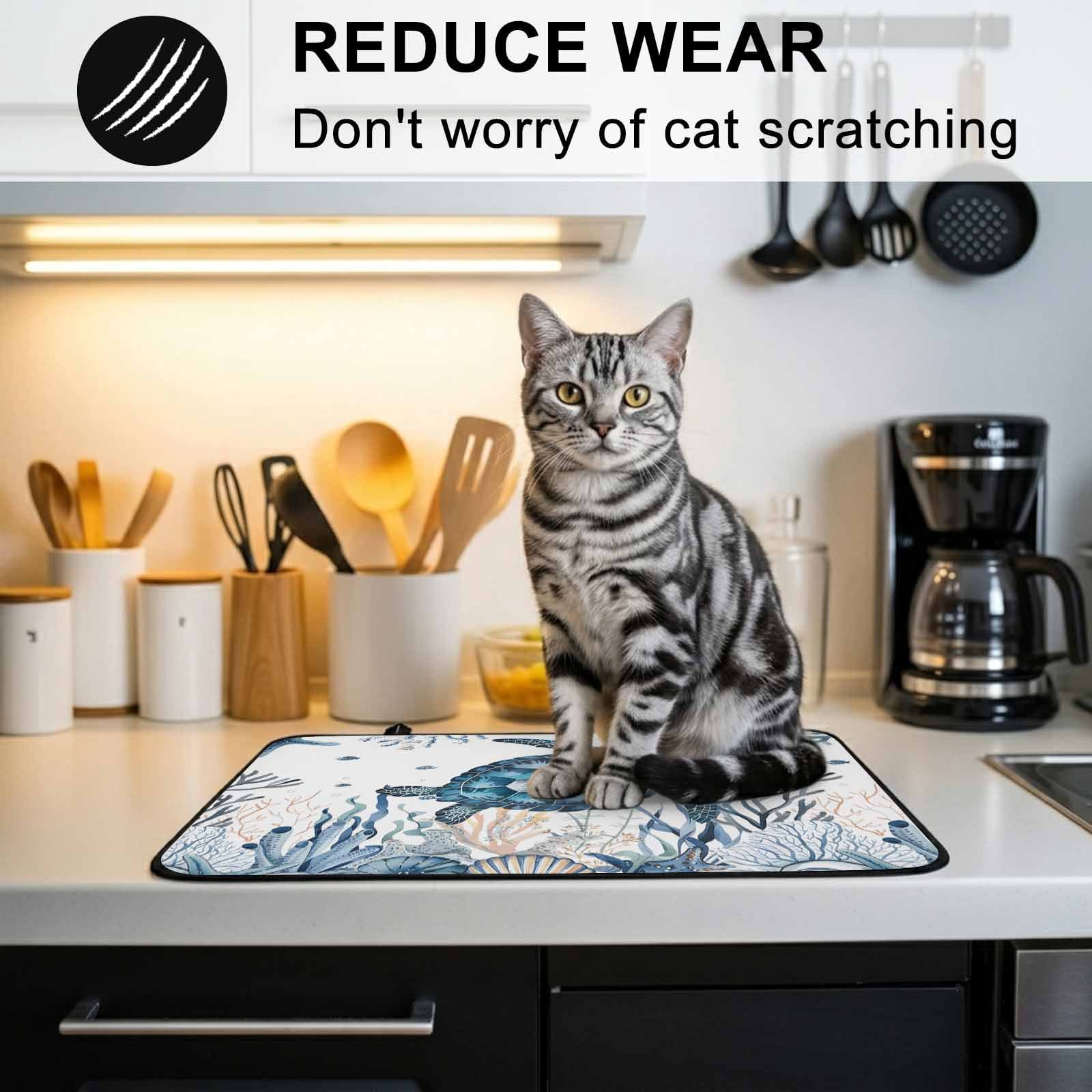 Coastal Sea Turtle Stove Top Cover for Electric Stove, Heat-proof & Non Slip Glass Top Stove Cover Protector, Ocean Beach Summer Coral Starfish Kitchen Flat Cooktop Rubber Mat 28.5x20.5 Inches
