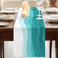 thumbnail image 3 of Table Runners 70 Inches Long Dress Scarves, Ombre Turquoise Waves Farmhouse Coffee/Dining/Kitchen Table Decor, Holiday Table Runner, Abstract Art Gradient Modern 13x70 Inch, 3 of 9