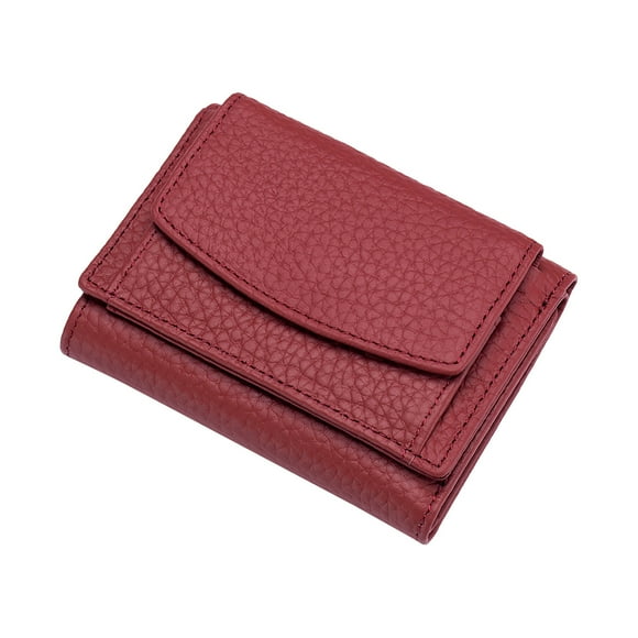 YOUSNH Leather Shield Card Holder Pocket Mini Wallet Small Wallet Women's Leather Purse Wallet Mini Wallet Short Wallet Wine