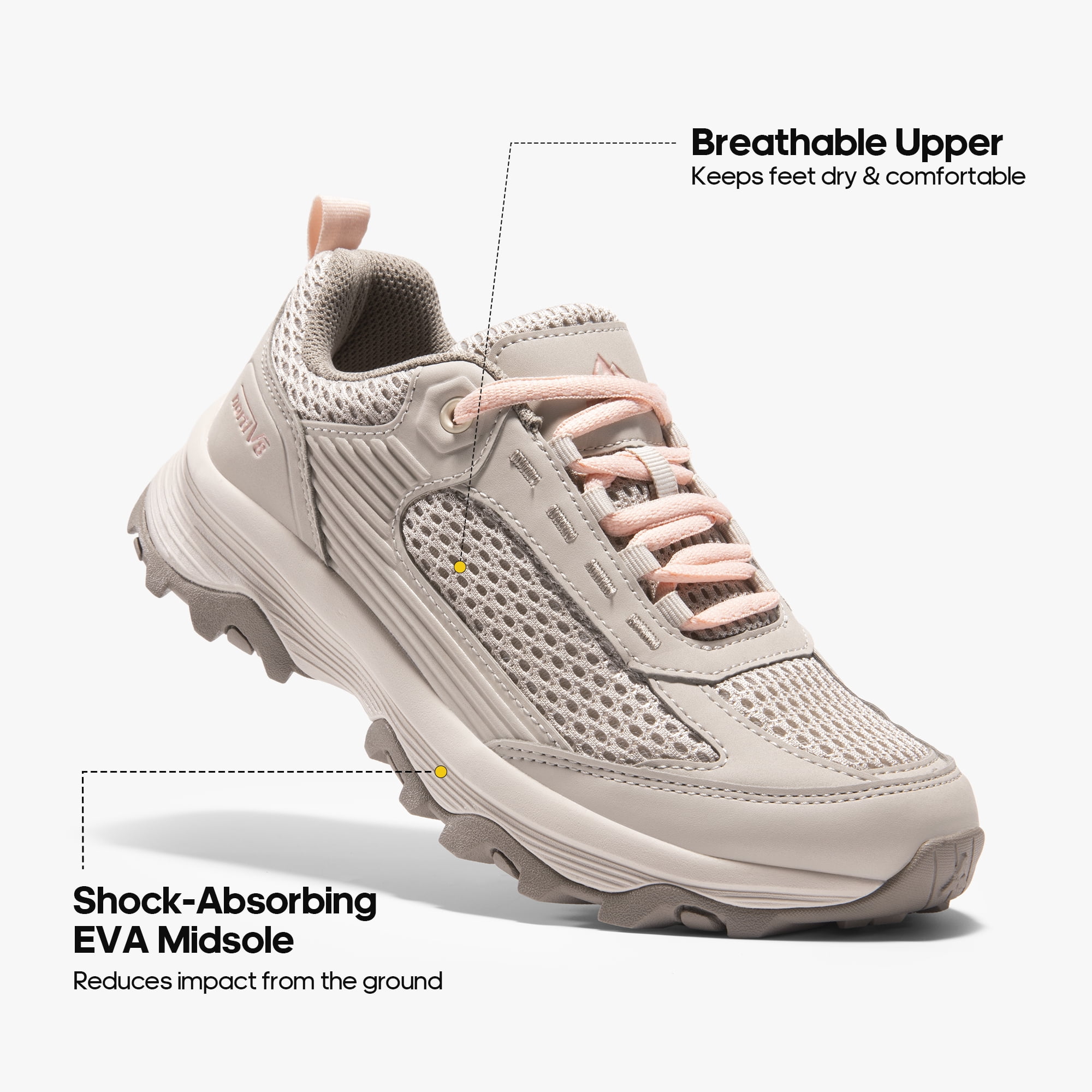 NORTIV 8 Women’s Lightweight Hiking Shoes Breathable Mesh Walking Sneakers for Outdoor Work