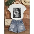 thumbnail image 2 of Mona Lisa Print T-shirt Short Sleeve Crew Neck Casual Top For Summer & Spring Women's Clothing Tee, 2 of 7