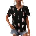 thumbnail image 1 of Womens Short Sleeve Tops Loose T-Shirt Casual V Neck Shirts Blouses Floral Printed Tees Tunic Tops Fashion TShirts peacock blue XXL, 1 of 4