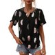 thumbnail image 1 of Womens Short Sleeve Tops Loose T-Shirt Casual V Neck Shirts Blouses Floral Printed Tees Tunic Tops Fashion TShirts peacock blue XXL, 1 of 4