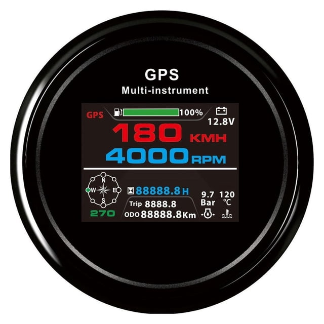 10 In 1 Digital GPS Speedometer Auto Gauge 85mm Multi-functional LCD Gauges Fuel Level Oil Press Voltmeter RPM Gauge Boat Car ,Universal Compatibility