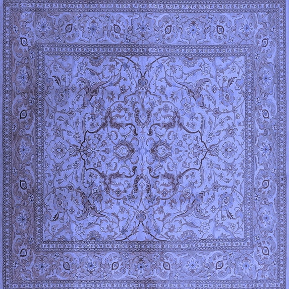 Ahgly Company Machine Washable Indoor Square Oriental Blue Industrial Area Rugs, 7' Square