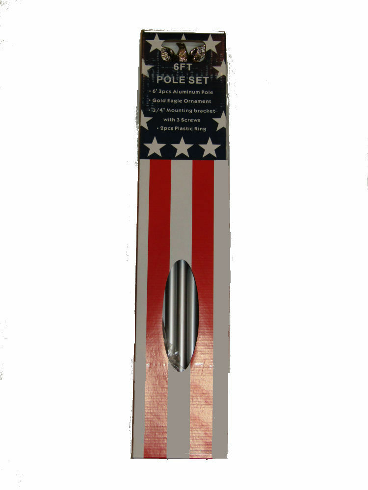 6' Ft Residential Flag Pole Kit Tangle Free No Furl Rings & Optional Flag (RI)